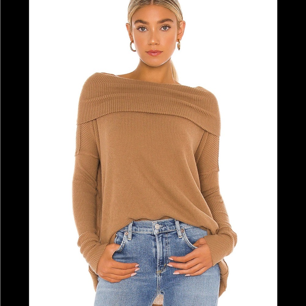 We the Free Vintage Bronze Snowbunny Off the Shoulder Long Sleeve Tee